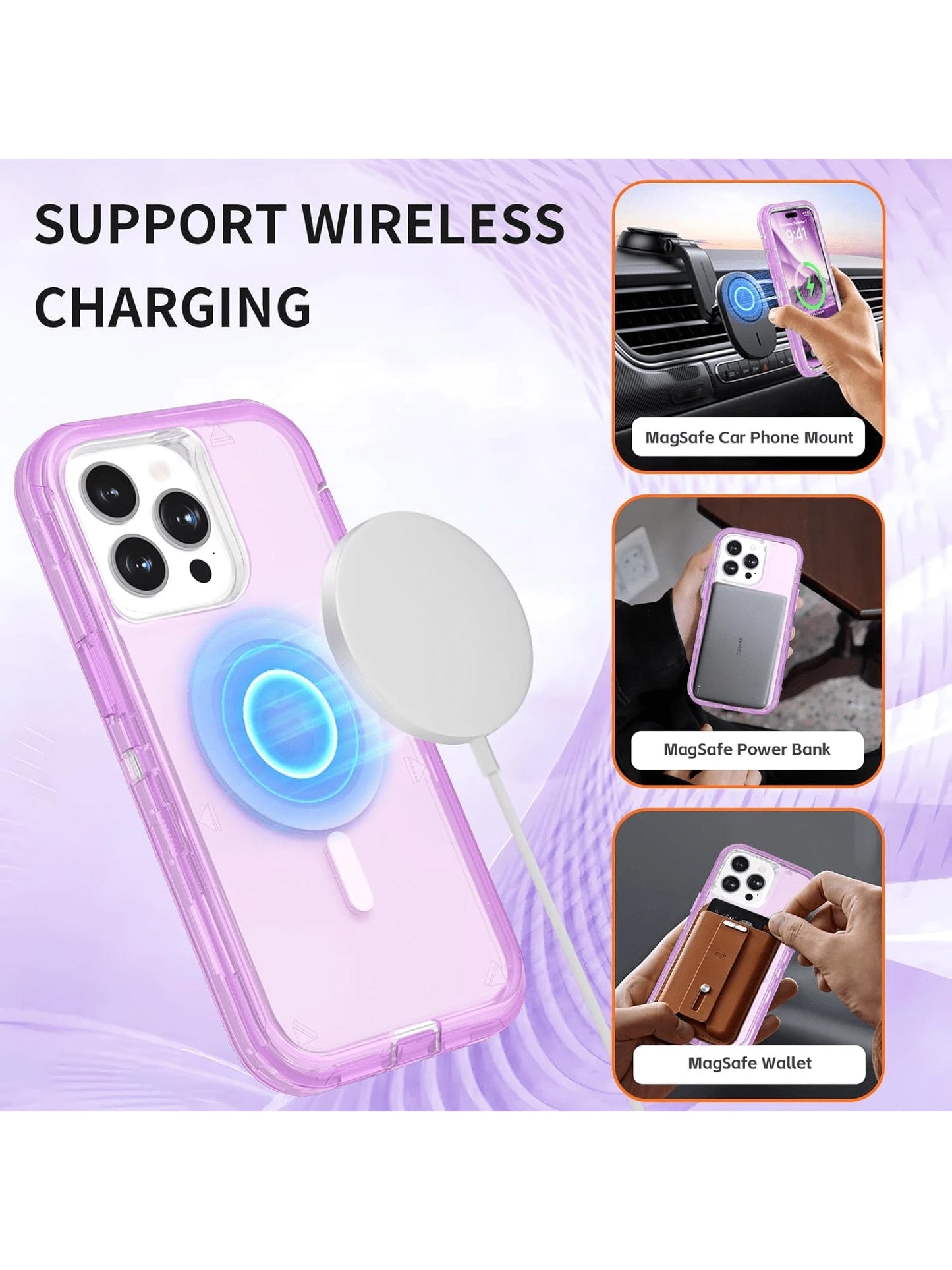 For Phone 17/16/15/14/13/12/11 Series Transparent Phone Case Compatible With MagSafe, Triple Layer Magnetic Charging Case, Phone 16 Pro Max Heavy Duty Shockproof And Drop-Proof Phone Case For Christma