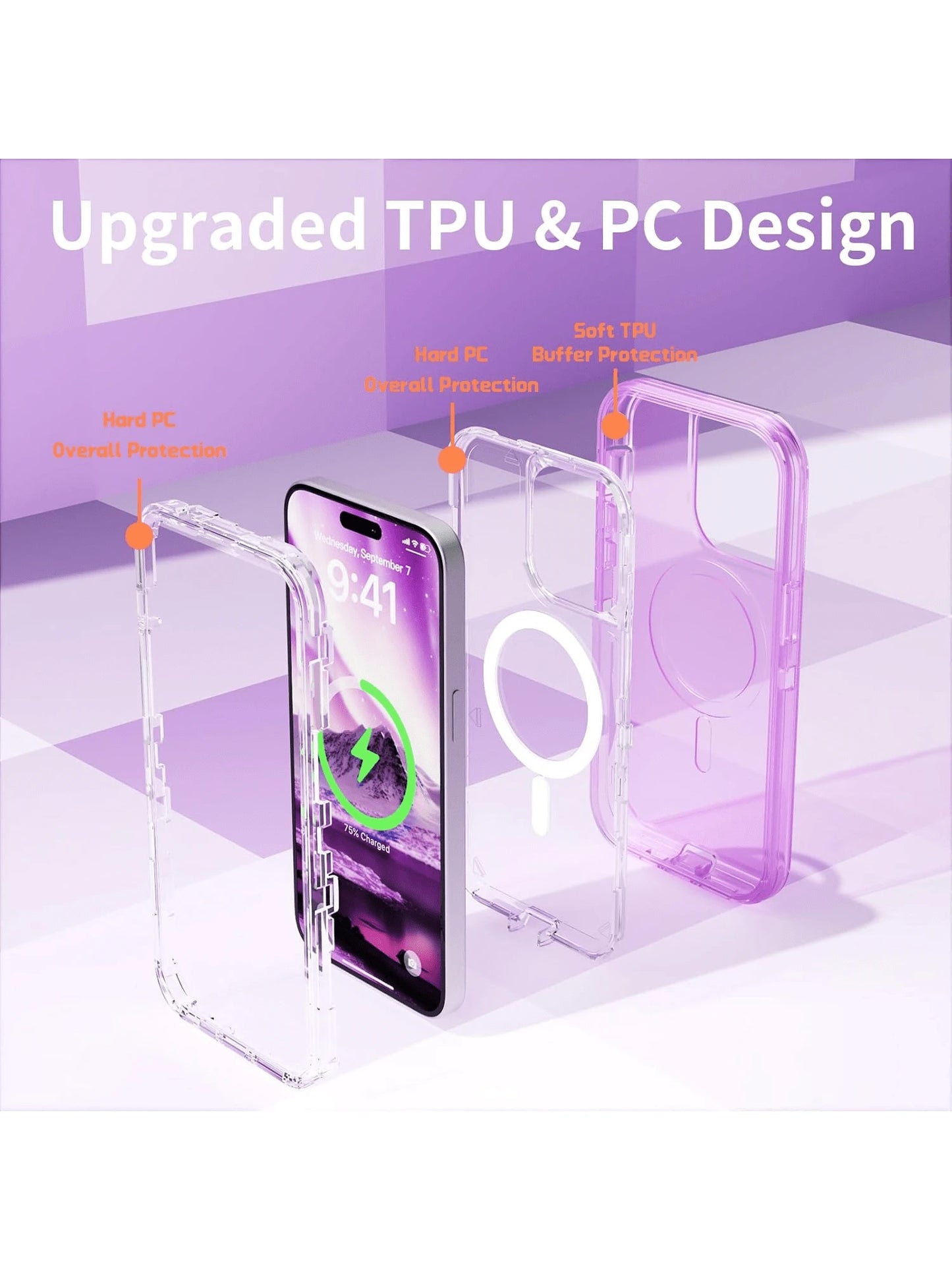 For Phone 17/16/15/14/13/12/11 Series Transparent Phone Case Compatible With MagSafe, Triple Layer Magnetic Charging Case, Phone 16 Pro Max Heavy Duty Shockproof And Drop-Proof Phone Case For Christma