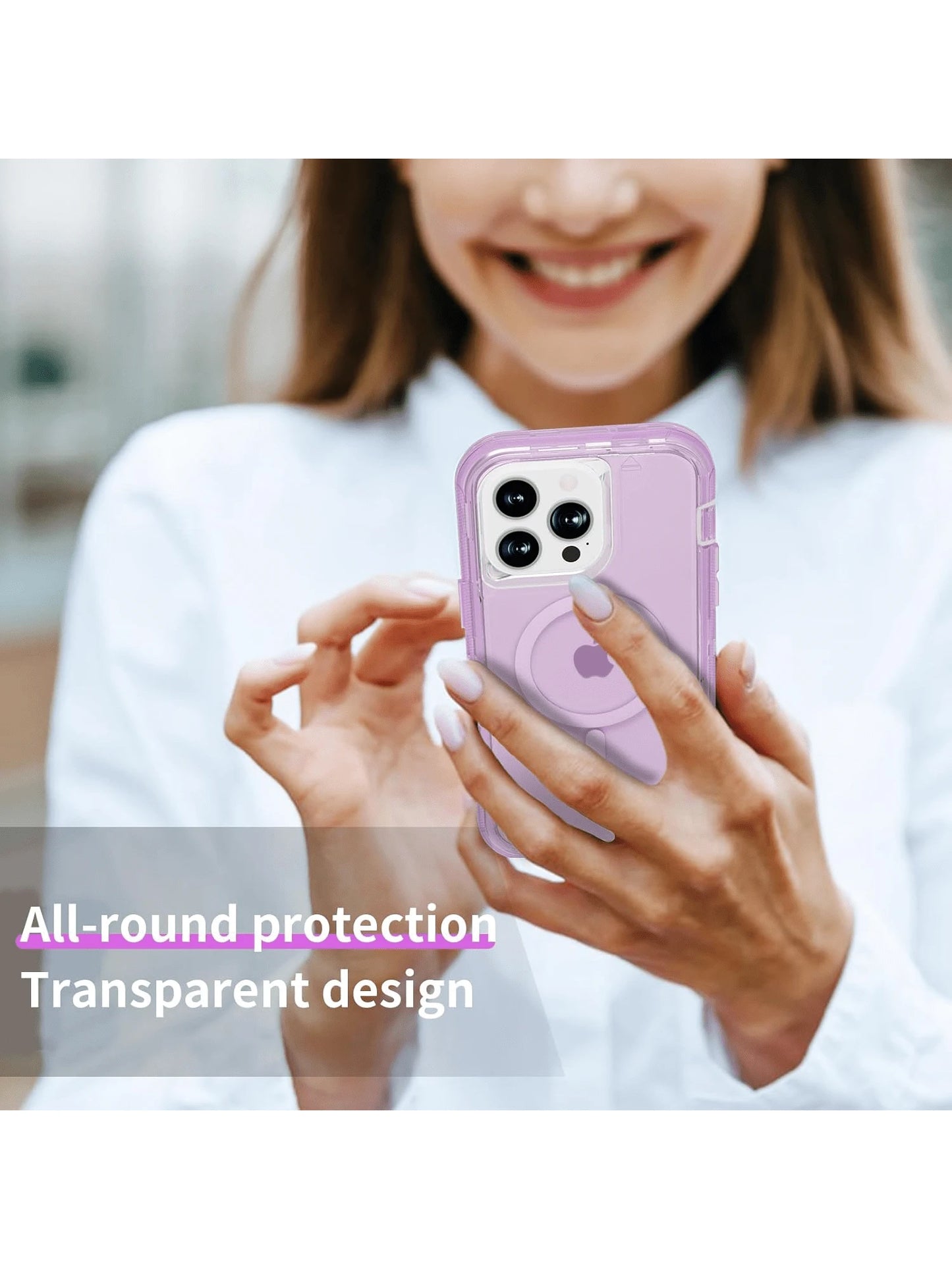 For Phone 17/16/15/14/13/12/11 Series Transparent Phone Case Compatible With MagSafe, Triple Layer Magnetic Charging Case, Phone 16 Pro Max Heavy Duty Shockproof And Drop-Proof Phone Case For Christma