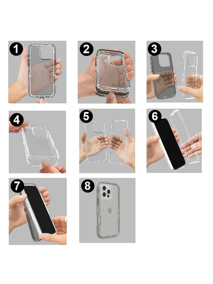 For Phone 17/16/15/14/13/12/11 Series Transparent Phone Case Compatible With MagSafe, Triple Layer Magnetic Charging Case, Phone 16 Pro Max Heavy Duty Shockproof And Drop-Proof Phone Case For Christma