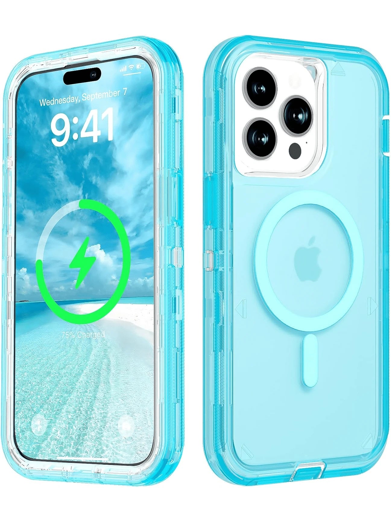 For Phone 17/16/15/14/13/12/11 Series Transparent Phone Case Compatible With MagSafe, Triple Layer Magnetic Charging Case, Phone 16 Pro Max Heavy Duty Shockproof And Drop-Proof Phone Case For Christma