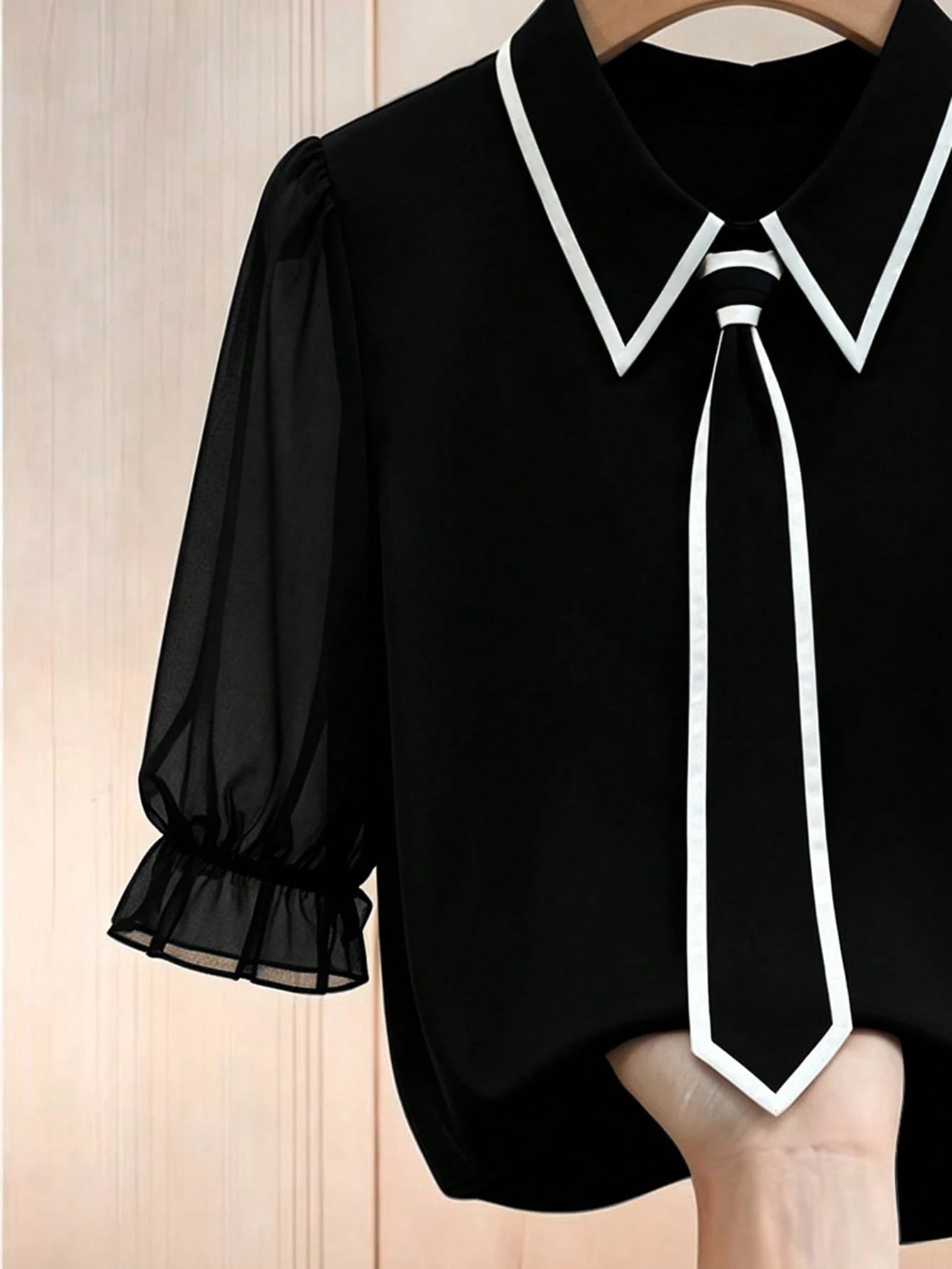 Formidée Plus Size Summer Casual Contrast Color Tie Shirt Fall