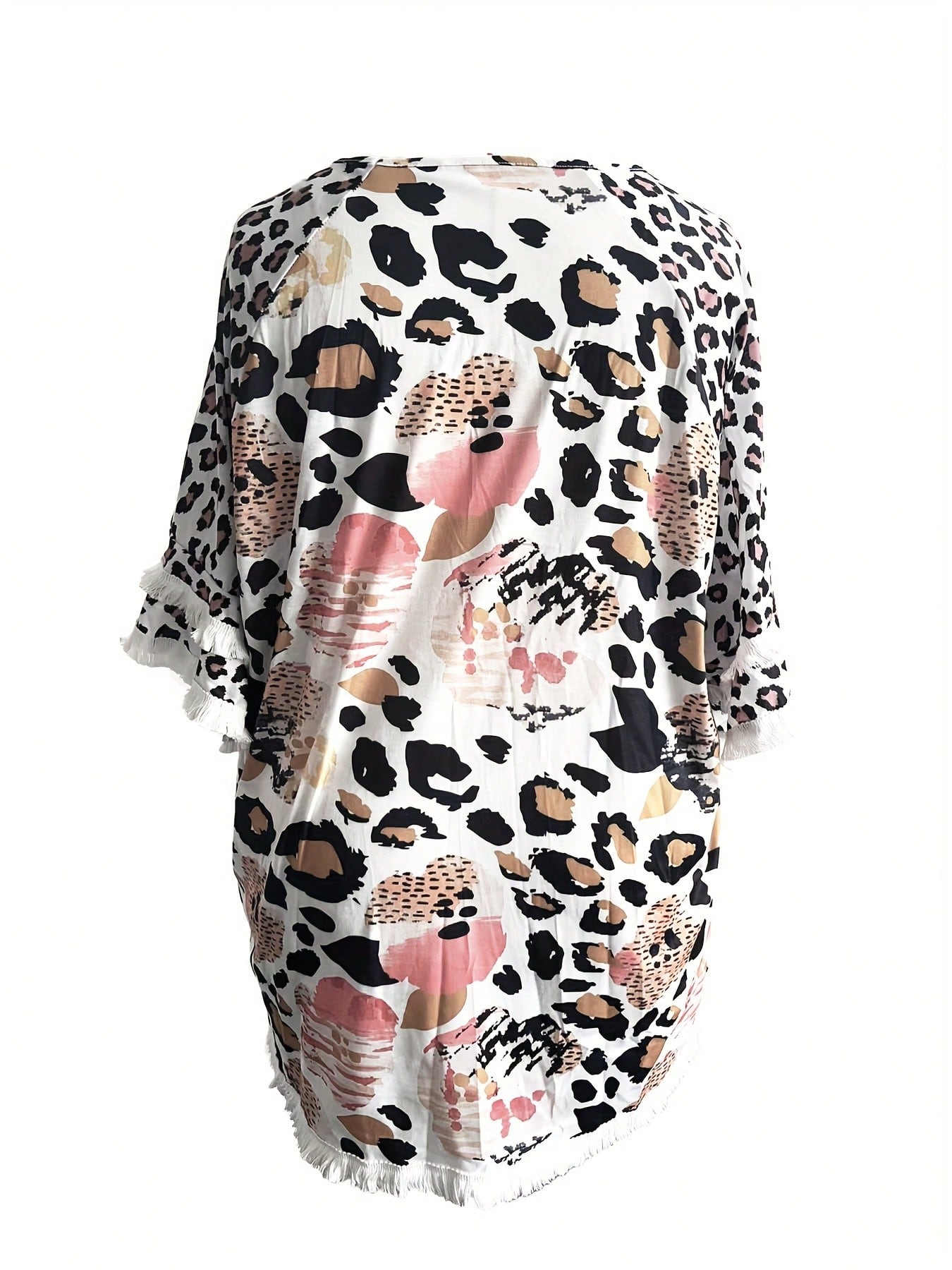 Fox Claw Plus Size Women's Casual Round Neck Half Sleeved Contrasting Pleated Lace Loose T-Shirt