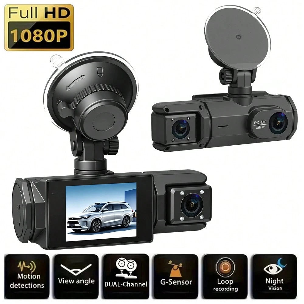 FOXGOD 1080P HD Front And Rear Dual-Camera Dash Cam, Equipped With A 2-Inch IPS Screen, 170° Front Wide Angle And 140° Rear Wide Angle, ADAS Driving Assistance, G-Sensor, Loop Recording, Night Vision
