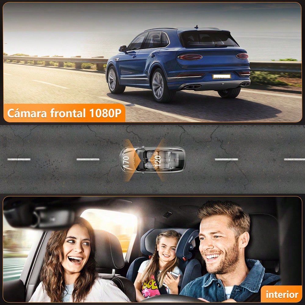 FOXGOD 1080P HD Front And Rear Dual-Camera Dash Cam, Equipped With A 2-Inch IPS Screen, 170° Front Wide Angle And 140° Rear Wide Angle, ADAS Driving Assistance, G-Sensor, Loop Recording, Night Vision