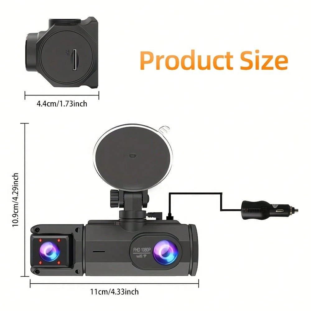 FOXGOD 1080P HD Front And Rear Dual-Camera Dash Cam, Equipped With A 2-Inch IPS Screen, 170° Front Wide Angle And 140° Rear Wide Angle, ADAS Driving Assistance, G-Sensor, Loop Recording, Night Vision
