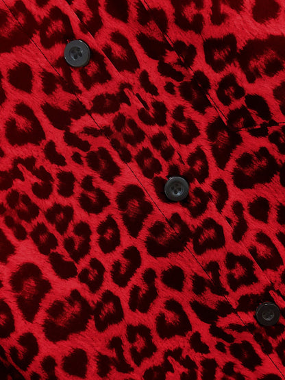 Franclia Women's Casual Loose Long Sleeve Shirt, Leopard Print Pattern, Simple And Versatile For Everyday Wear, Autumn/Winter