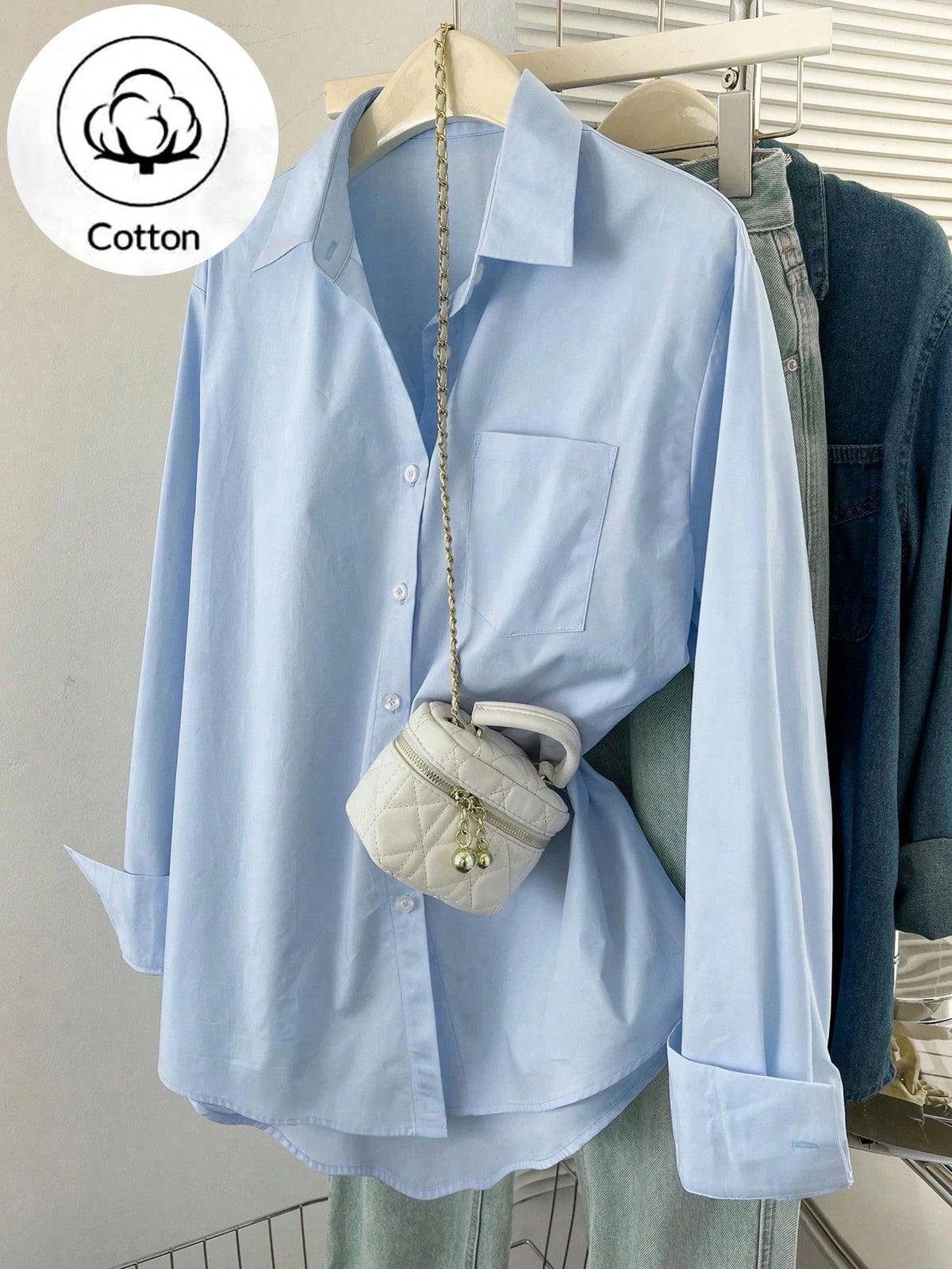 Franclia Women's Solid Color Long Sleeve Single-Breasted Casual Shirt