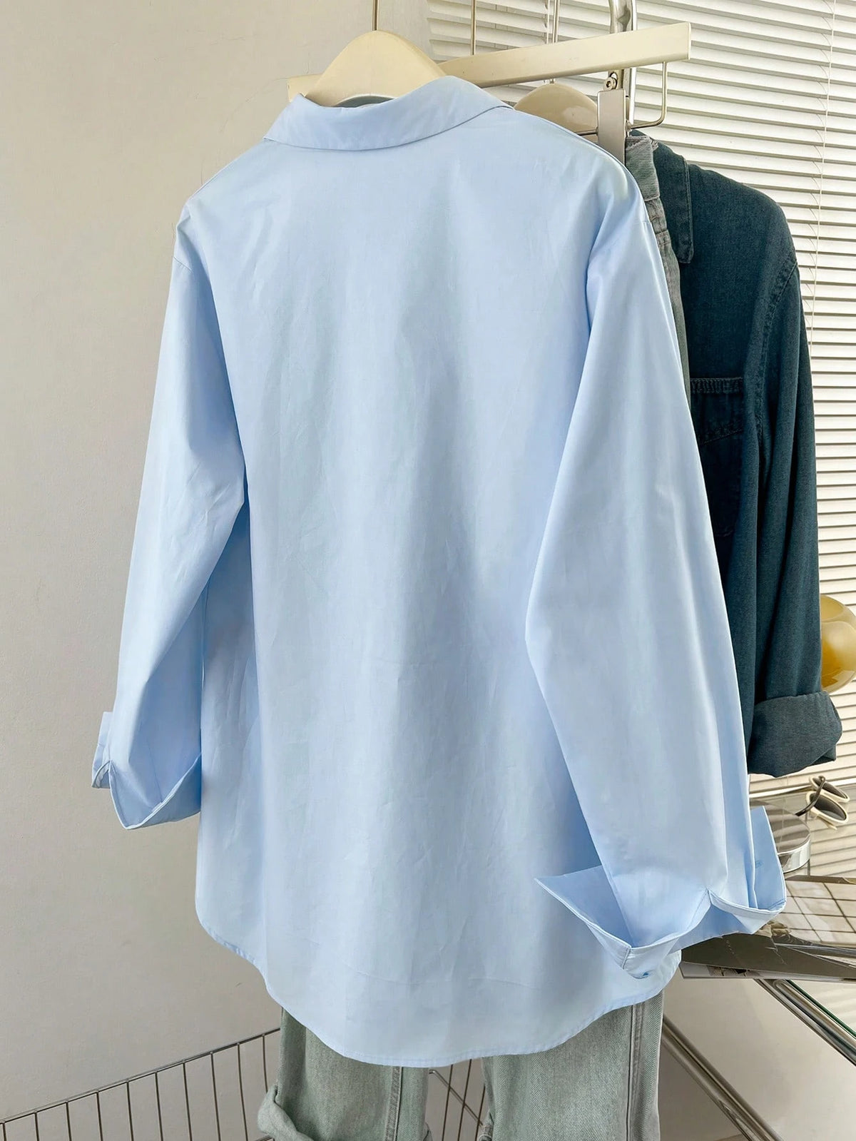 Franclia Women's Solid Color Long Sleeve Single-Breasted Casual Shirt