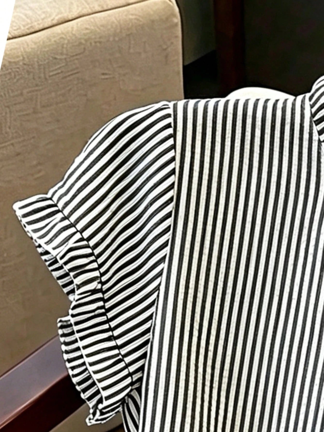 Franclia Women's Stand Collar Short Sleeve Striped Front Button Casual Summer Blouse