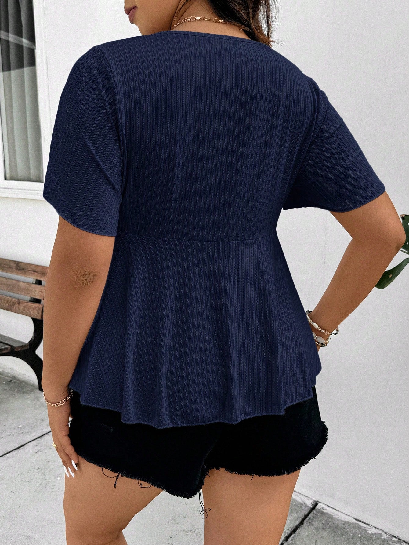 Frenchy Plus Size Women Solid Color Ruched Short Sleeve Ruffle Hem Boho/Bohemian Short Sleeve Top T-Shirt,Teacher For Women,Going Out Tops