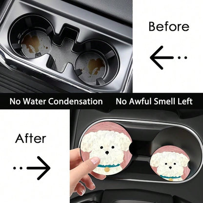Fries Potato Car Cup Holder Coasters Universal Anti-Slip Rubber Mat| Funny Car Auto Accessories Interior Decor, 2.75\ Car Coasters For