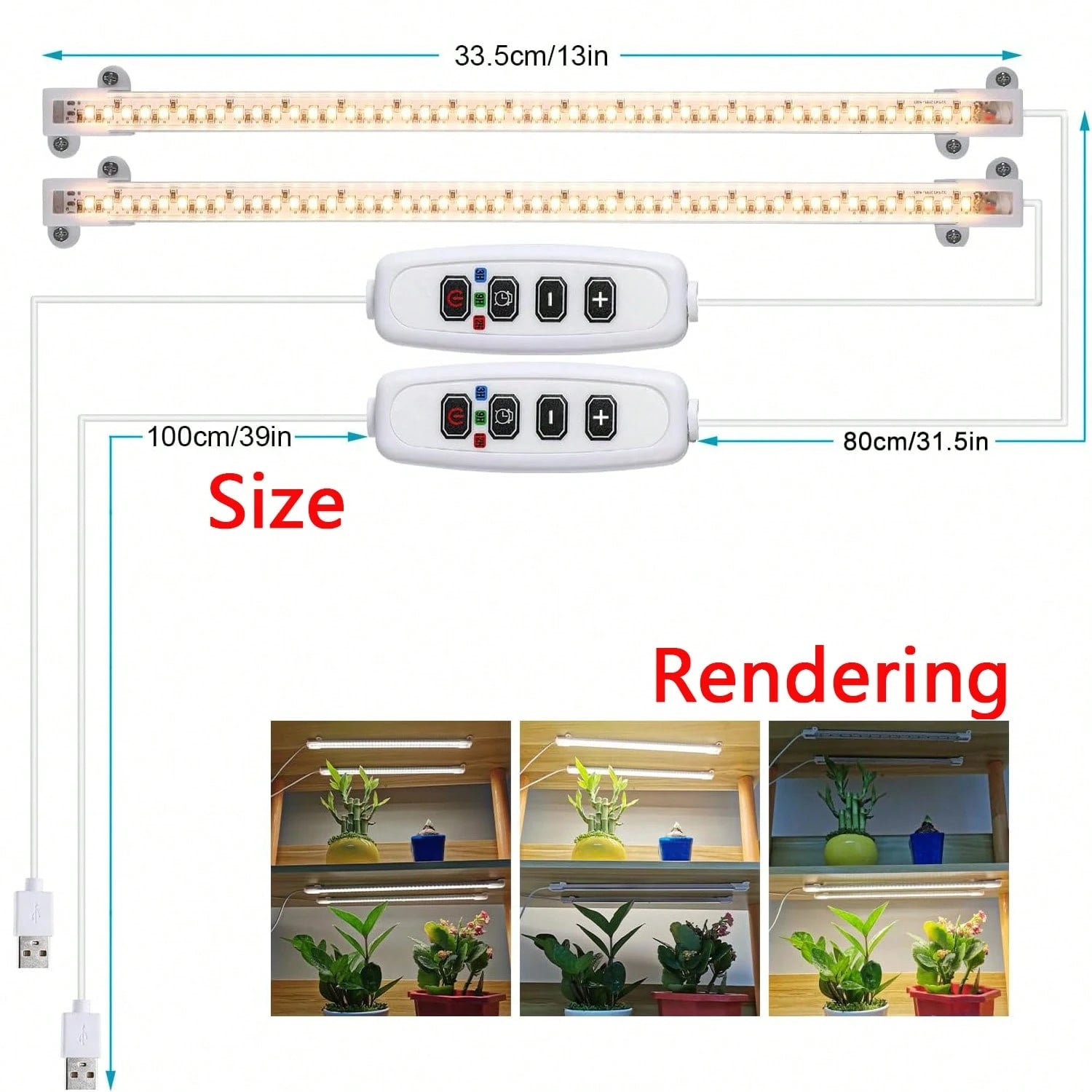 Full Spectrum LED Plant Grow Light Bar, Dimmable 3 Modes With Auto On/Off Timer 3/9/12H, Height Adjustable 7-25.5 Inch USB Grow Lamp For Indoor Plants Succulents Seed Germination Greenhouse Hydroponic