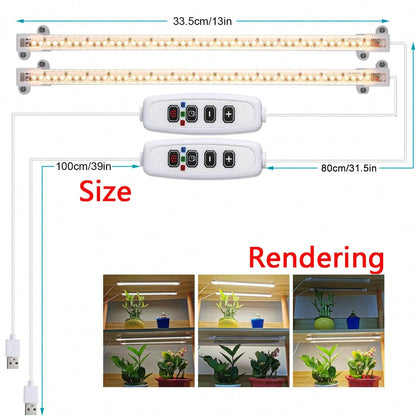 Full Spectrum LED Plant Grow Light Bar, Dimmable 3 Modes With Auto On/Off Timer 3/9/12H, Height Adjustable 7-25.5 Inch USB Grow Lamp For Indoor Plants Succulents Seed Germination Greenhouse Hydroponic