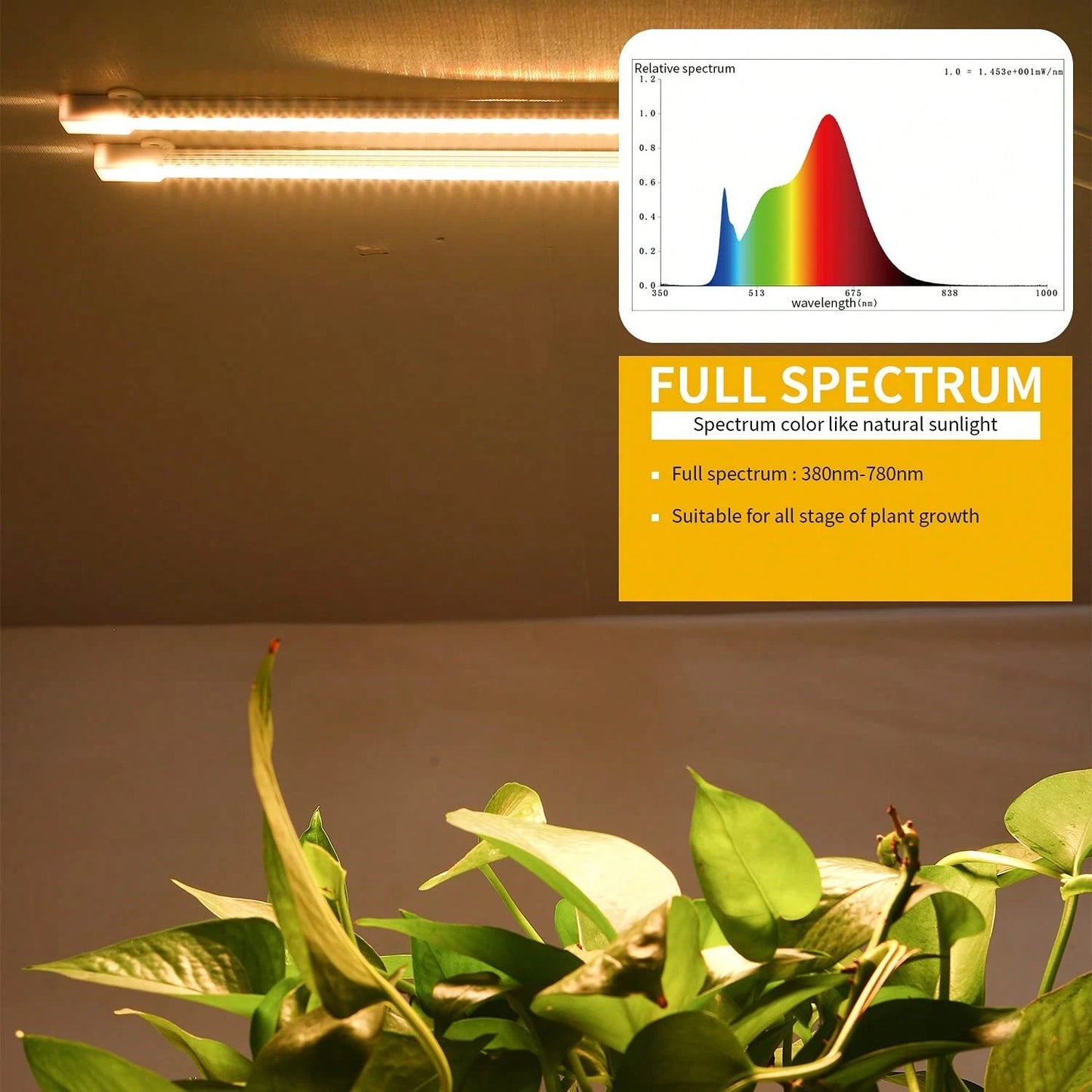 Full Spectrum LED Plant Grow Light Bar, Dimmable 3 Modes With Auto On/Off Timer 3/9/12H, Height Adjustable 7-25.5 Inch USB Grow Lamp For Indoor Plants Succulents Seed Germination Greenhouse Hydroponic