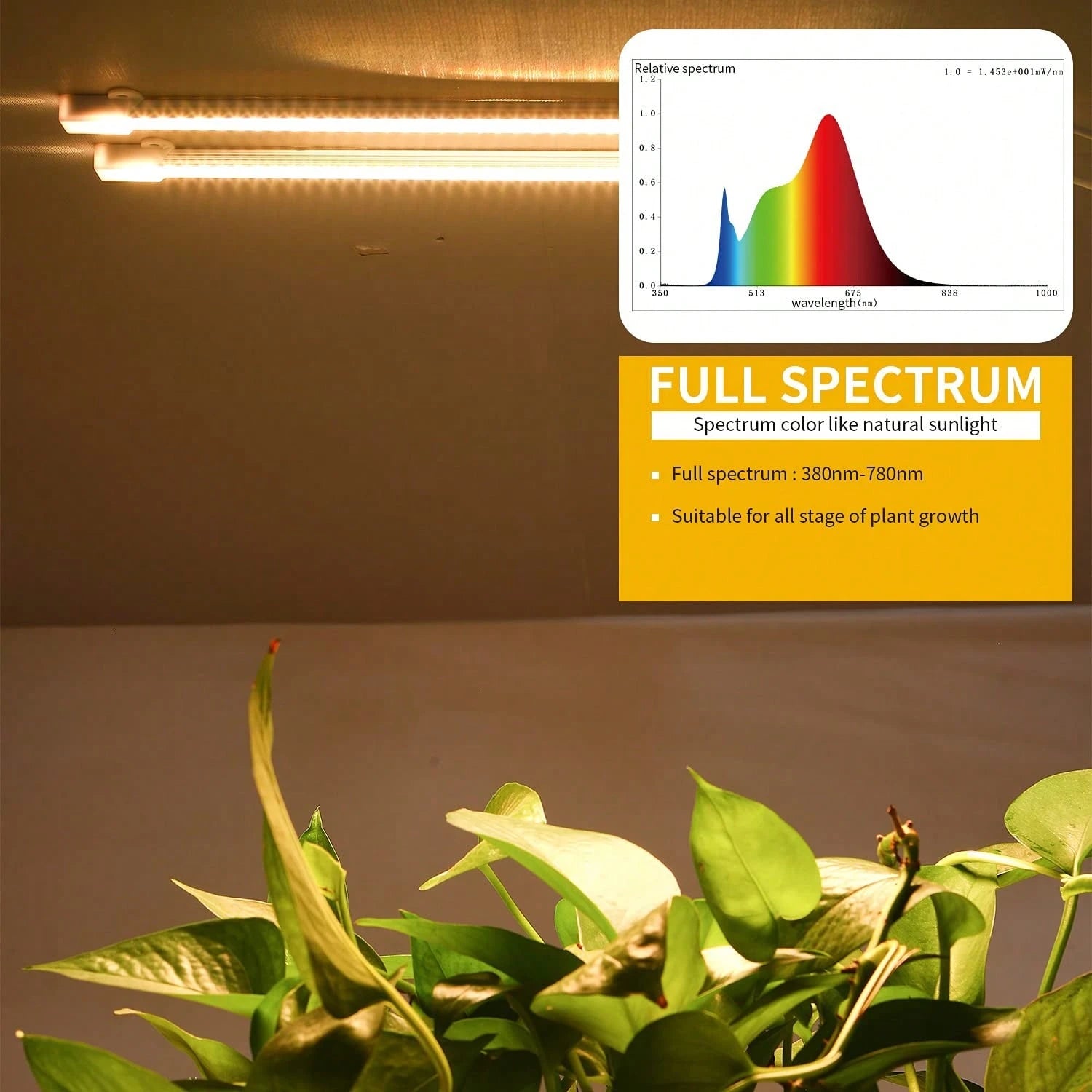 Full Spectrum LED Plant Grow Light Bar, Dimmable 3 Modes With Auto On/Off Timer 3/9/12H, Height Adjustable 7-25.5 Inch USB Grow Lamp For Indoor Plants Succulents Seed Germination Greenhouse Hydroponic