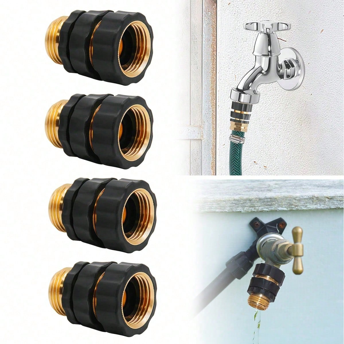 Garden Hose Quick Connector Fittings, 2026 New Water Hose Adapter, Durable 3/4 In Hose Connector, Universal Hose Adapter For Instant Connection, Quick Release Water Hose Adapter For Garden (4PCS)