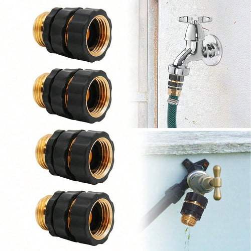 Garden Hose Quick Connector Fittings, 2026 New Water Hose Adapter, Durable 3/4 In Hose Connector, Universal Hose Adapter For Instant Connection, Quick Release Water Hose Adapter For Garden (4PCS)
