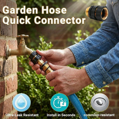 Garden Hose Quick Connector Fittings, 2026 New Water Hose Adapter, Durable 3/4 In Hose Connector, Universal Hose Adapter For Instant Connection, Quick Release Water Hose Adapter For Garden (4PCS)