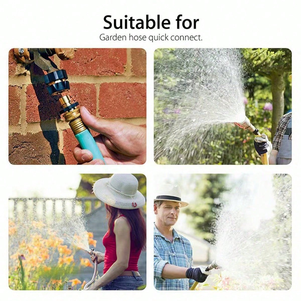 Garden Hose Quick Connector Fittings, 2026 New Water Hose Adapter, Durable 3/4 In Hose Connector, Universal Hose Adapter For Instant Connection, Quick Release Water Hose Adapter For Garden (4PCS)