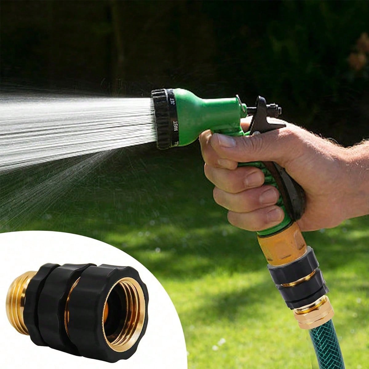Garden Hose Quick Connector Fittings, 2026 New Water Hose Adapter, Durable 3/4 In Hose Connector, Universal Hose Adapter For Instant Connection, Quick Release Water Hose Adapter For Garden (4PCS)