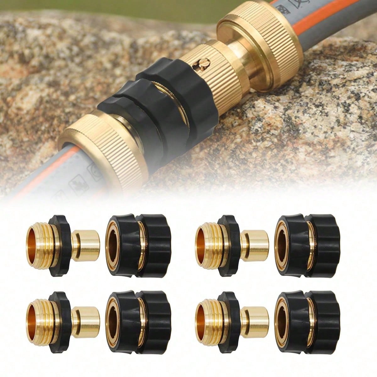 Garden Hose Quick Connector Fittings, 2026 New Water Hose Adapter, Durable 3/4 In Hose Connector, Universal Hose Adapter For Instant Connection, Quick Release Water Hose Adapter For Garden (4PCS)