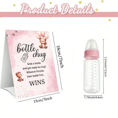 Gender Reveal Party Baby Bottle Game Set, Blue & Pink Bear Themed Game Logos And Bottles, Suitable For Baby Christening Party, Birthday Party, Gender Reveal Celebration, Party Game Decorations