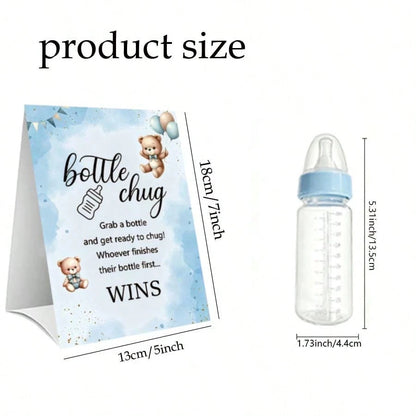 Gender Reveal Party Baby Bottle Game Set, Blue & Pink Bear Themed Game Logos And Bottles, Suitable For Baby Christening Party, Birthday Party, Gender Reveal Celebration, Party Game Decorations