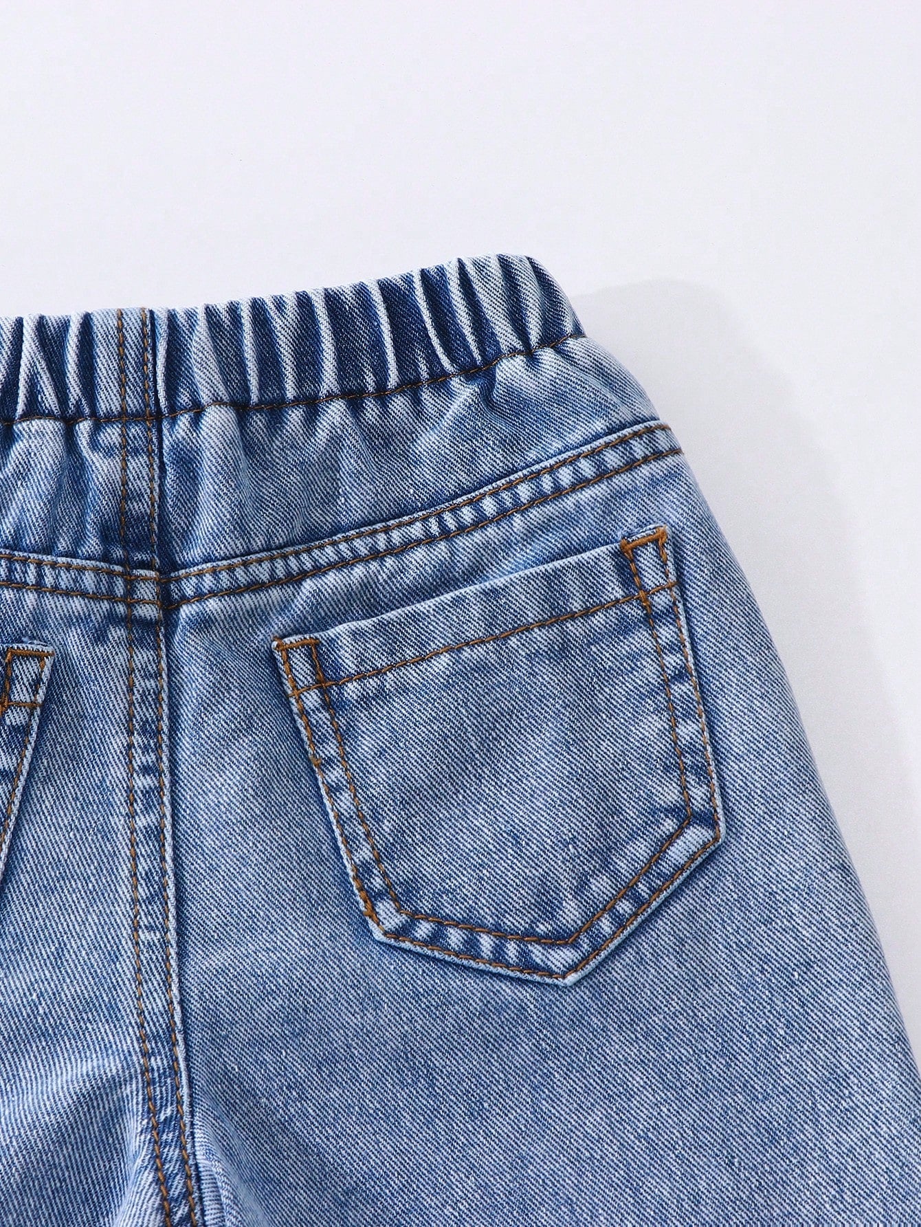 Genkimix Kids Baby Girls Denim Blue Summer Cute Denim Pants,Back-To-School Ripped Distressed Loose Straight Fit Cotton Trousers With Pink Bow Decoration