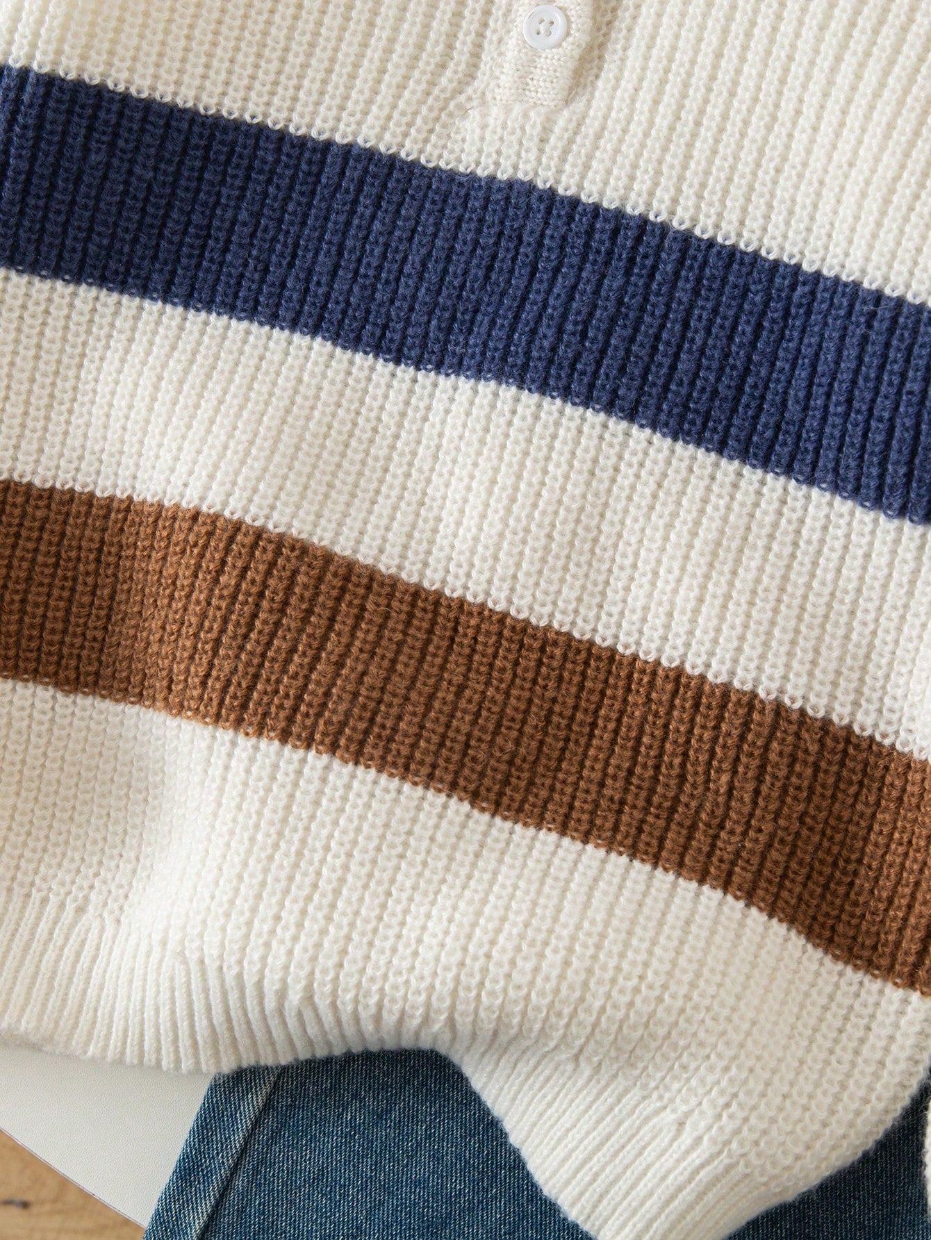 Genkimix Kids Young Boys Fashionable Colorblock Striped Half-Zip Knit Sweater, Long Sleeve, Autumn/Winter