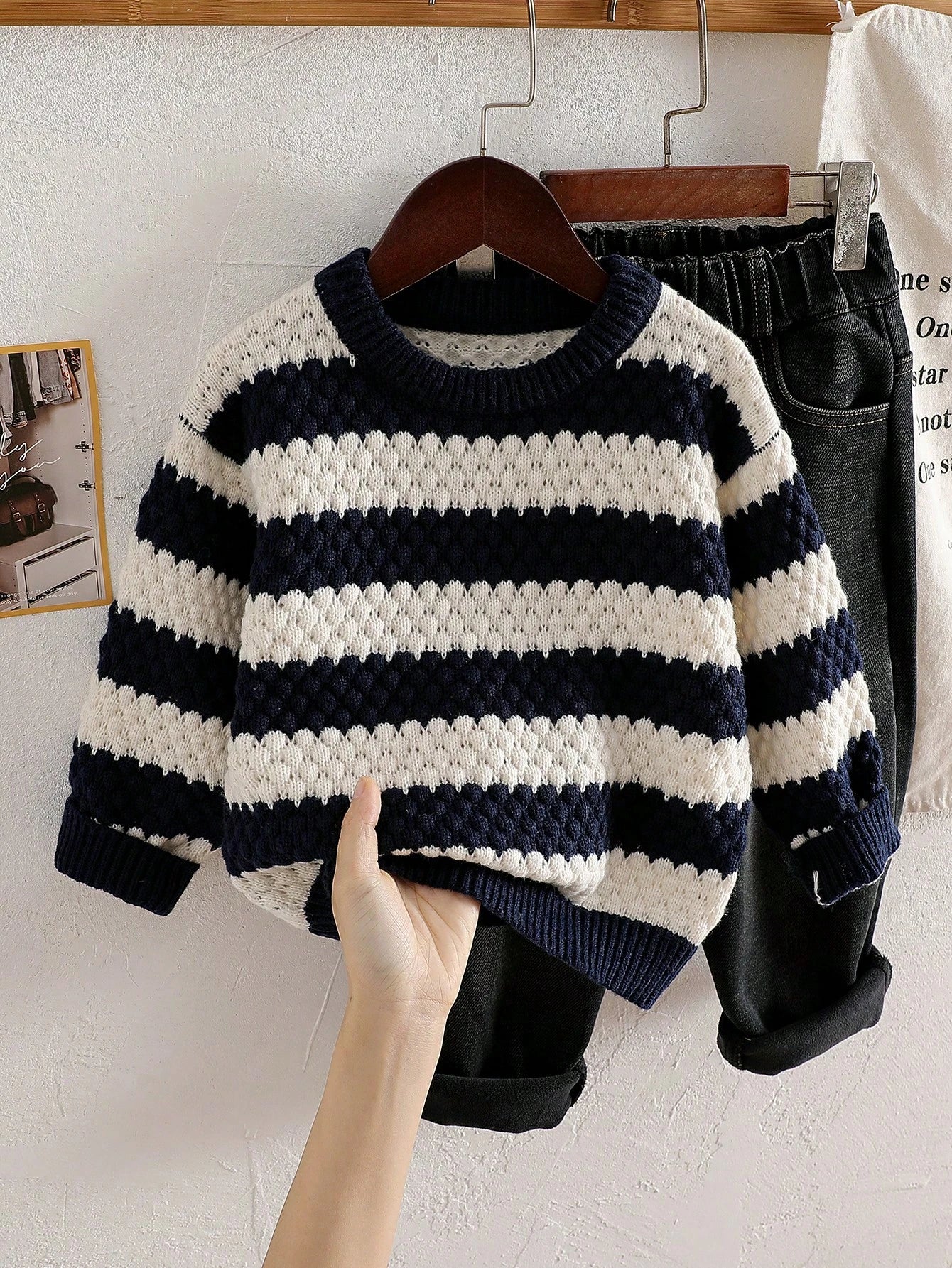 Genkimix Kids Young Boys Fashionable Colorblock Striped Half-Zip Knit Sweater, Long Sleeve, Autumn/Winter