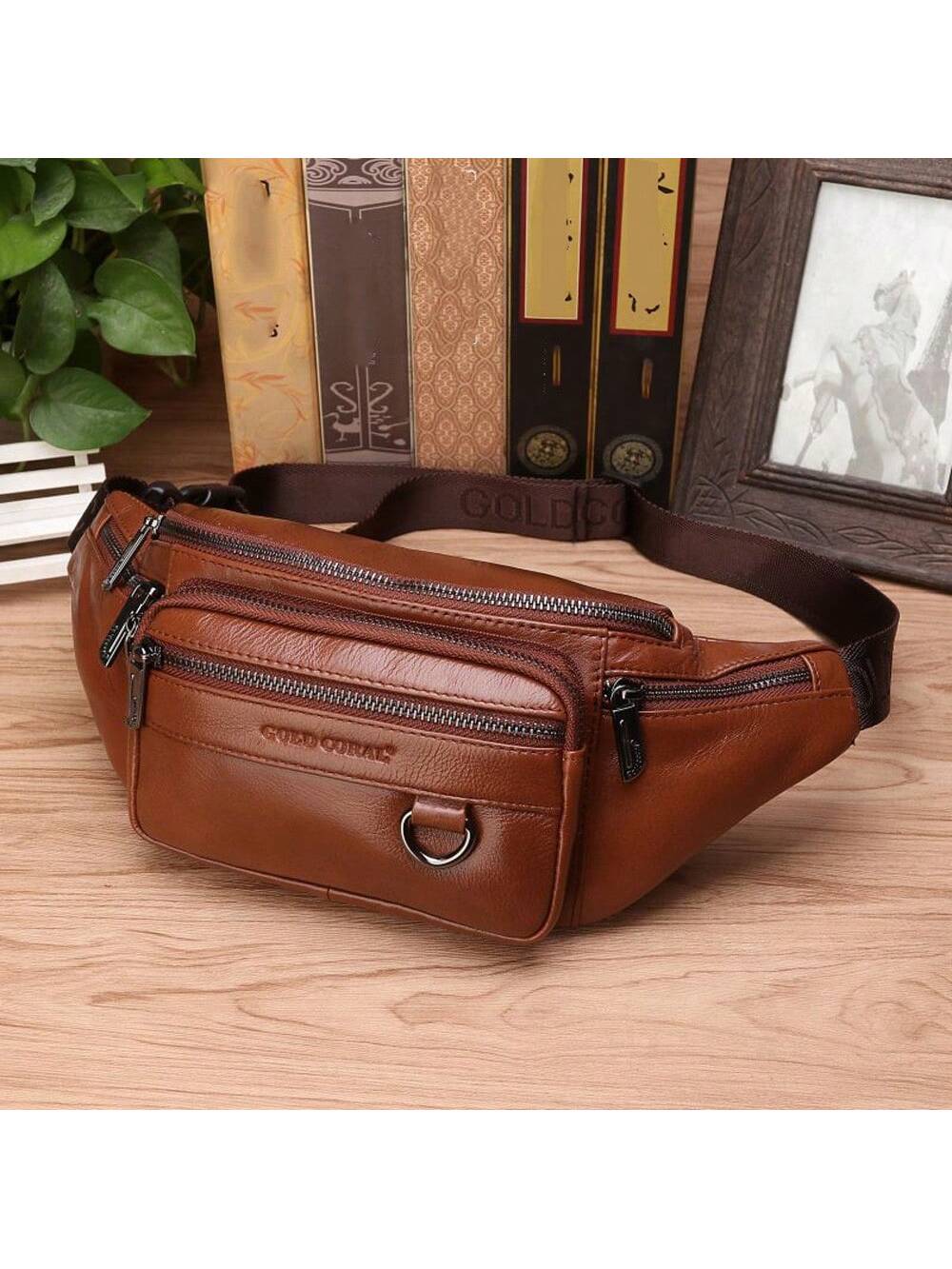 Genuine Leather Waist Fanny Pack Bag For Men Travel Retro Natural Skin Male Purse Cross Body Sling Chest Hip Bum Belt Bags Vintage Funny Gifts Christmas Holiday Thanksgiving Gifts For Men Vacation Win
