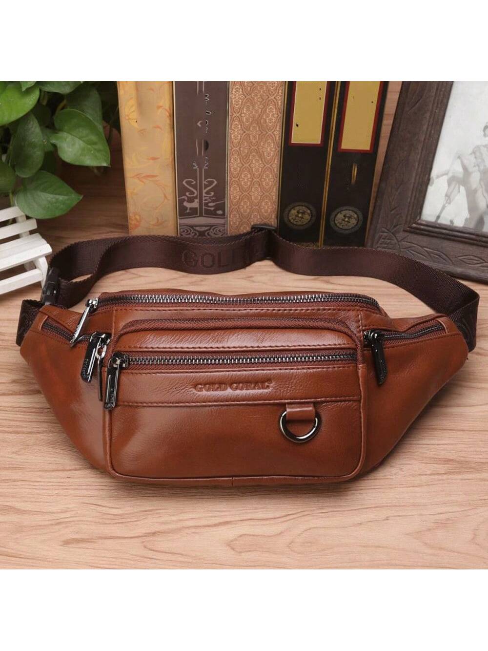 Genuine Leather Waist Fanny Pack Bag For Men Travel Retro Natural Skin Male Purse Cross Body Sling Chest Hip Bum Belt Bags Vintage Funny Gifts Christmas Holiday Thanksgiving Gifts For Men Vacation Win