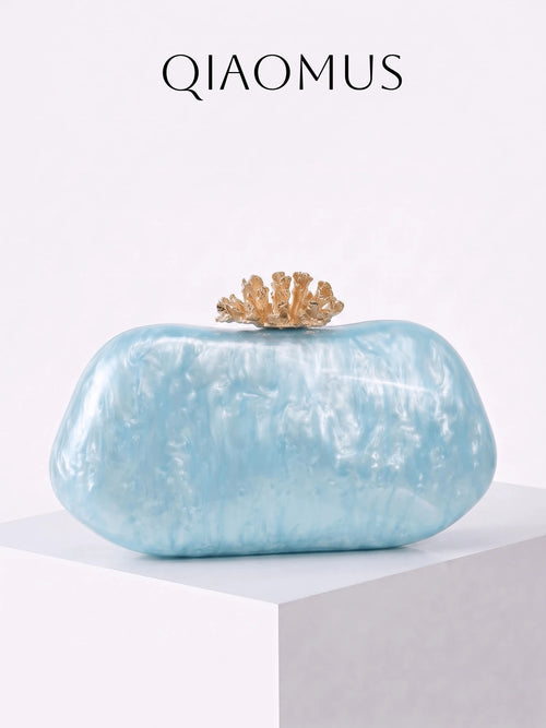Gets Luxury Women's Acrylic Clutch Bag Marble Pattern Crown Accent Evening Purse Bridal Wedding Gala Fashion Handbag Elegant Acrylic Bag Gift For Ladies