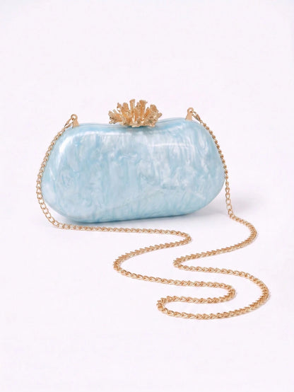 Gets Luxury Women's Acrylic Clutch Bag Marble Pattern Crown Accent Evening Purse Bridal Wedding Gala Fashion Handbag Elegant Acrylic Bag Gift For Ladies