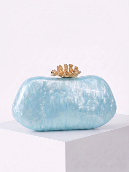 Gets Luxury Women's Acrylic Clutch Bag Marble Pattern Crown Accent Evening Purse Bridal Wedding Gala Fashion Handbag Elegant Acrylic Bag Gift For Ladies