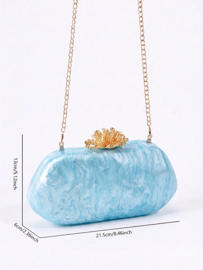 Gets Luxury Women's Acrylic Clutch Bag Marble Pattern Crown Accent Evening Purse Bridal Wedding Gala Fashion Handbag Elegant Acrylic Bag Gift For Ladies