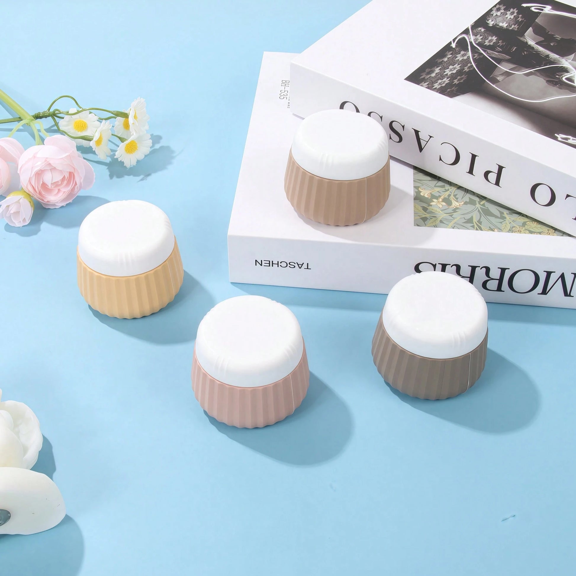 GGGold 4pcs [TSA]Approved Silicone Travel Containers Set, Leak-Proof Cream Jars With Transparent Bag, For Face Body Hand Lotion Skincare.Suitable For [ Travel] And Shipping Seasons,Powder Container.