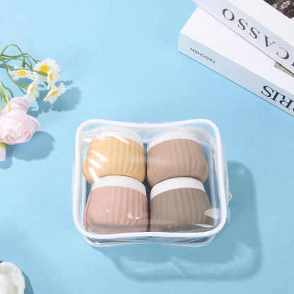 GGGold 4pcs [TSA]Approved Silicone Travel Containers Set, Leak-Proof Cream Jars With Transparent Bag, For Face Body Hand Lotion Skincare.Suitable For [ Travel] And Shipping Seasons,Powder Container.