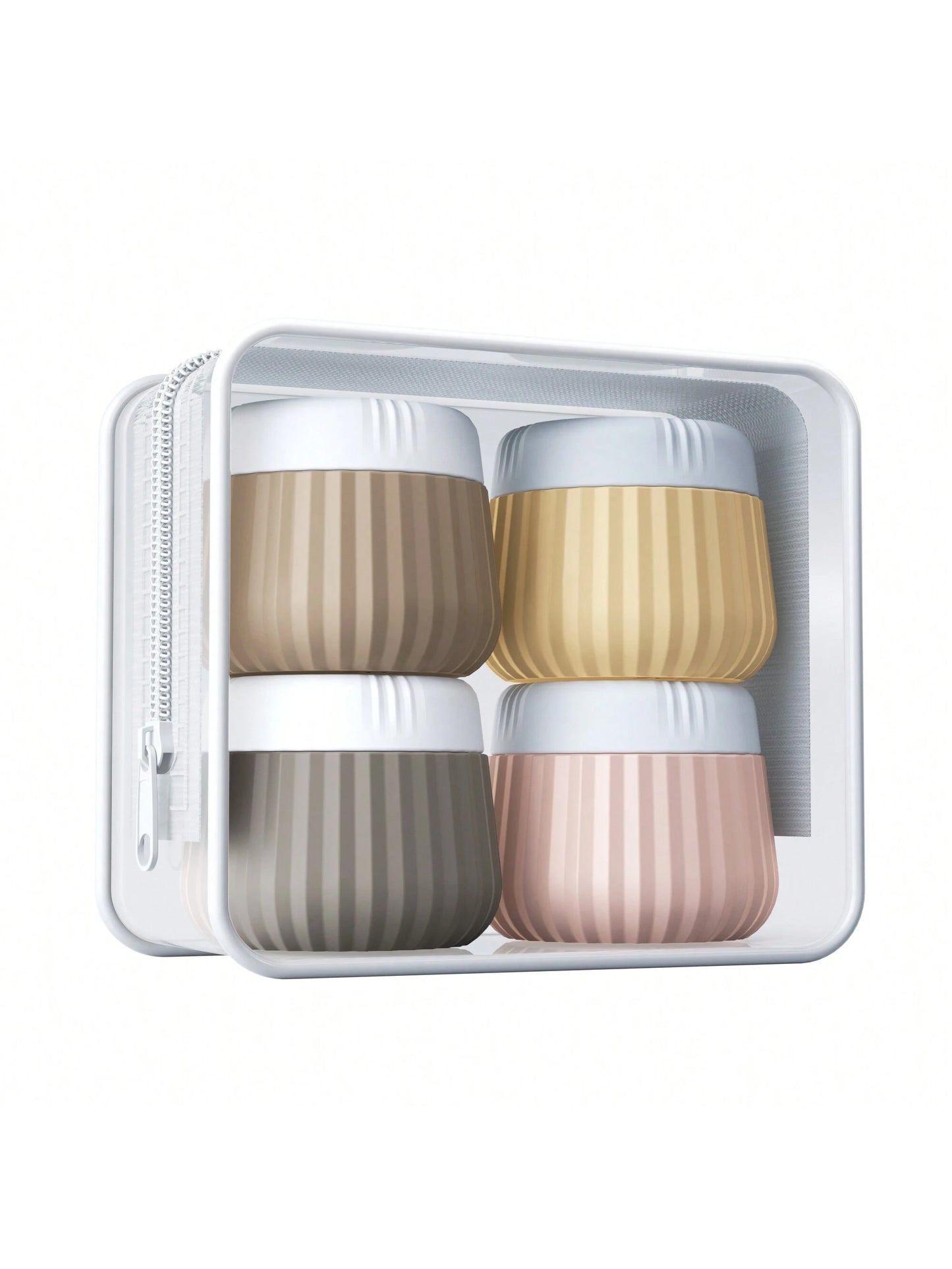 GGGold 4pcs [TSA]Approved Silicone Travel Containers Set, Leak-Proof Cream Jars With Transparent Bag, For Face Body Hand Lotion Skincare.Suitable For [ Travel] And Shipping Seasons,Powder Container.