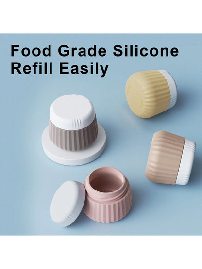 GGGold 4pcs [TSA]Approved Silicone Travel Containers Set, Leak-Proof Cream Jars With Transparent Bag, For Face Body Hand Lotion Skincare.Suitable For [ Travel] And Shipping Seasons,Powder Container.