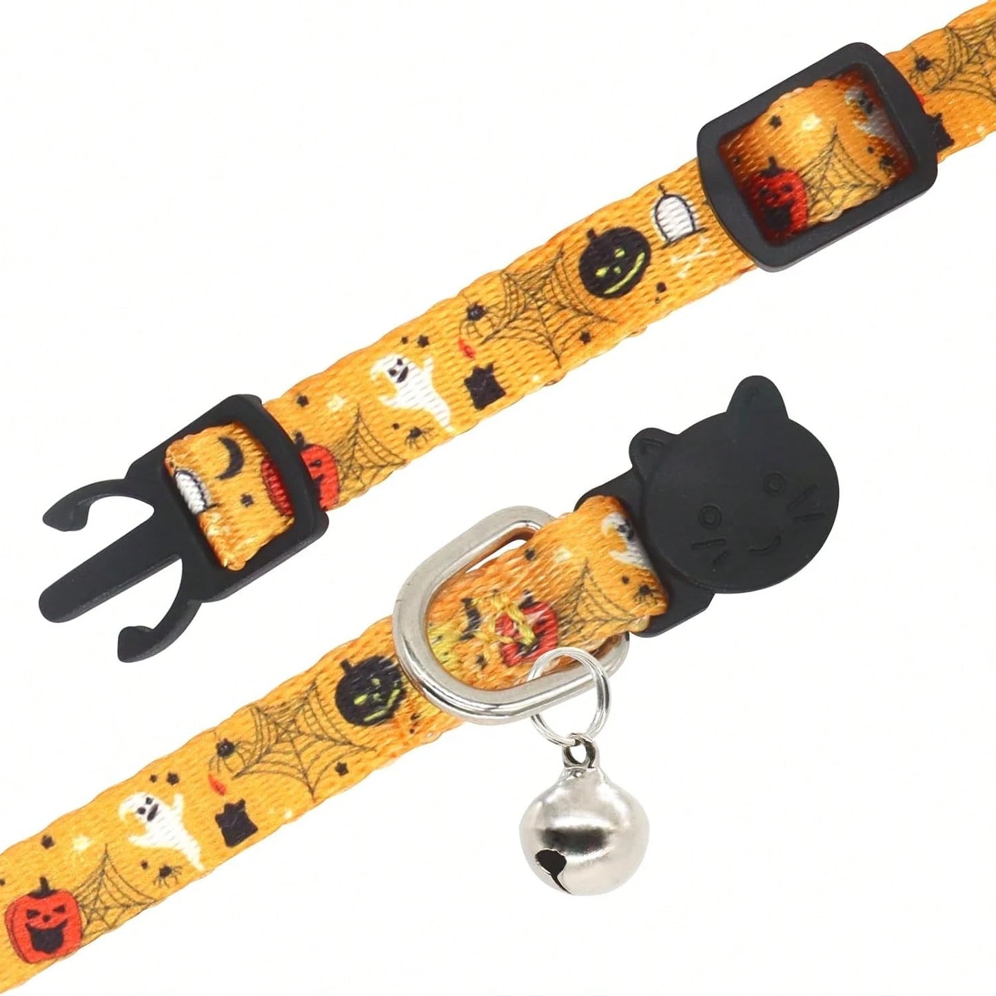 Giecooh Halloween Cat Collar, 2 Pack, Breakaway Cute Cat Collar With Bells, Halloween Purple