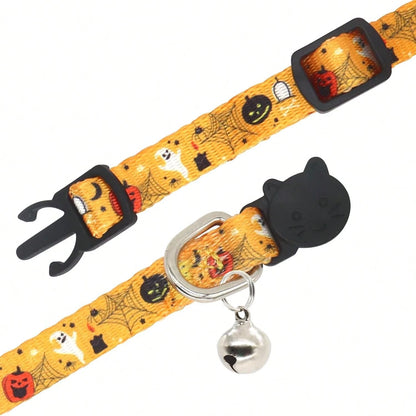 Giecooh Halloween Cat Collar, 2 Pack, Breakaway Cute Cat Collar With Bells, Halloween Purple