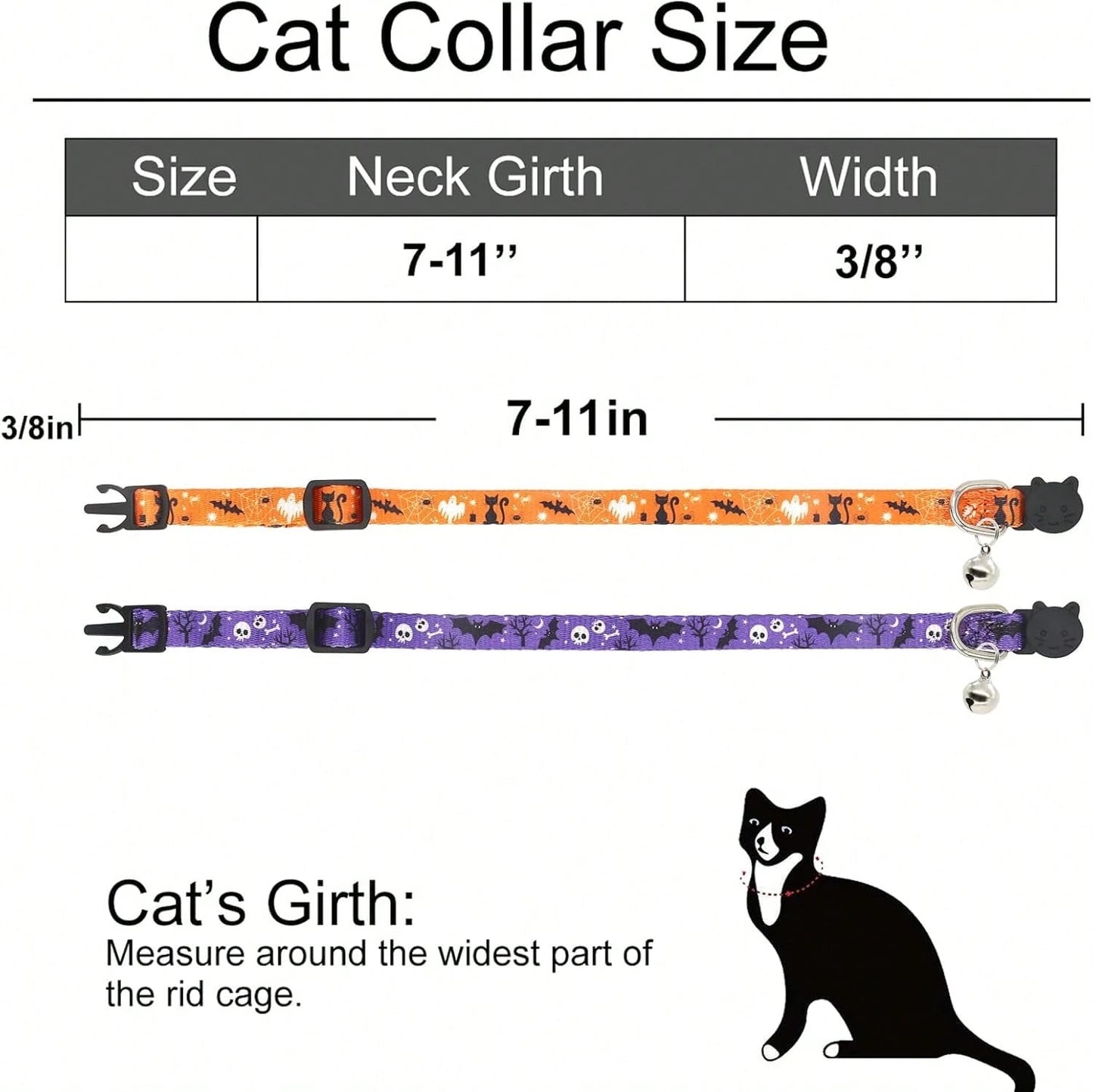 Giecooh Halloween Cat Collar, 2 Pack, Breakaway Cute Cat Collar With Bells, Halloween Purple