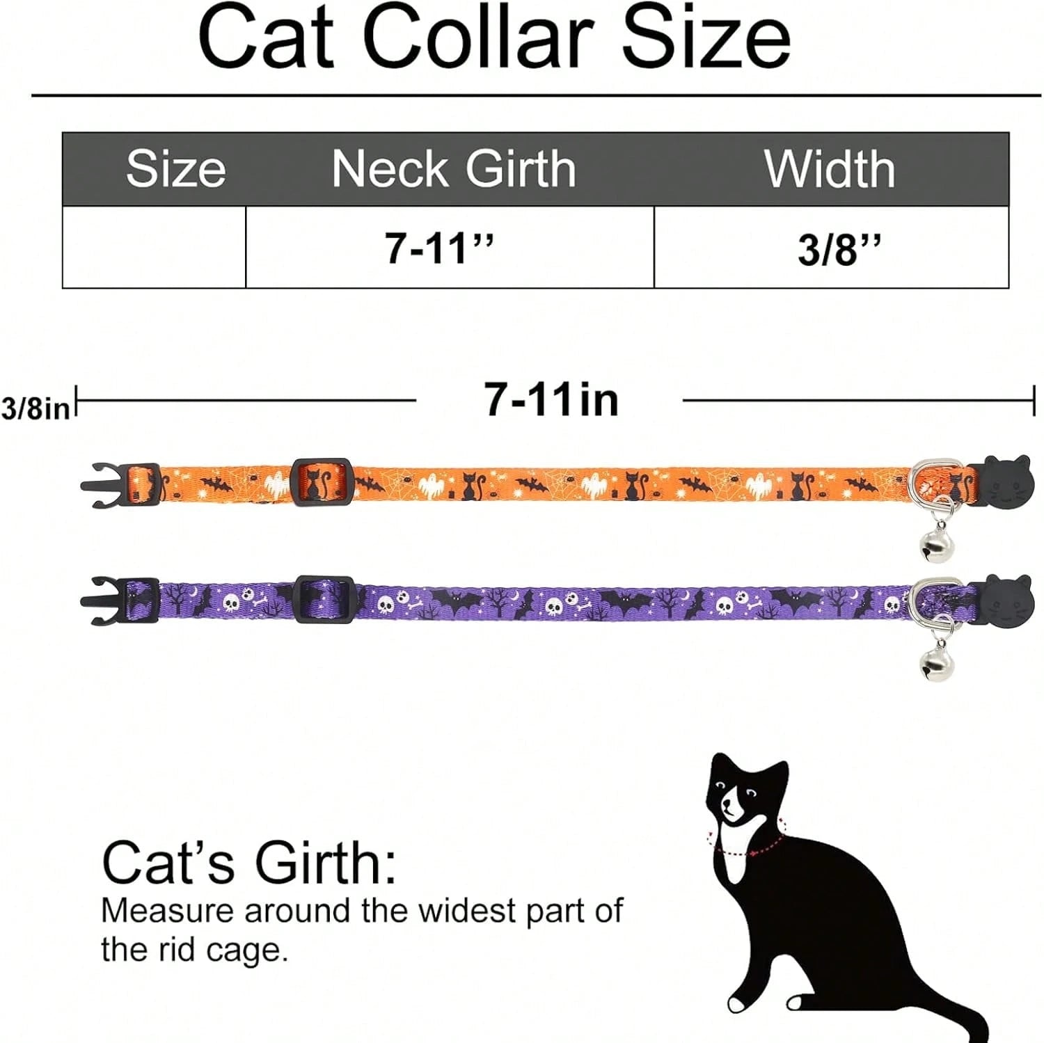 Giecooh Halloween Cat Collar, 2 Pack, Breakaway Cute Cat Collar With Bells, Halloween Purple