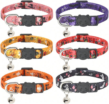 Giecooh Halloween Cat Collar, 2 Pack, Breakaway Cute Cat Collar With Bells, Halloween Purple