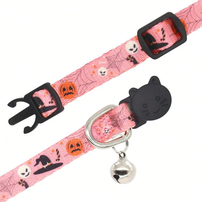 Giecooh Halloween Cat Collar, 2 Pack, Breakaway Cute Cat Collar With Bells, Halloween Purple