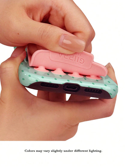 GIIPPA 1 Set Pink Suction Cup + Phone Case, Mint Green Background With Dark Green Polka Dot 2-In-1 Glossy Texture Phone Case, Compatible With Phone 17, 17 Air, 16, 15, 14, 13, 12, 11, Pro Max, Plus, X