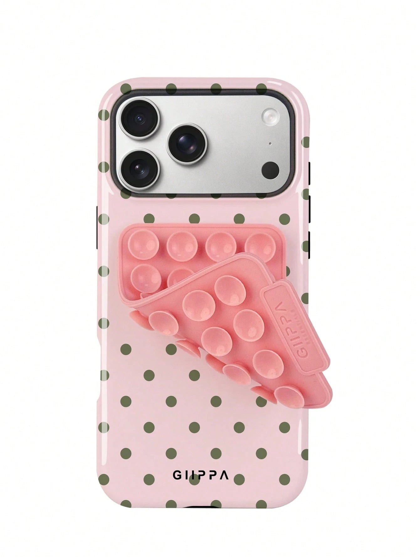 GIIPPA 1pc Burgundy Background With Pink Polka Dot Pattern Design, Phone 17 Pro Max Phone Case, Compatible With Phone 16 Pro Max, 15 Pro Max, 14 Pro Max, Korean-Style High-End Fashionable And Fun Phon