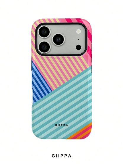 GIIPPA 1pc Multi-Color Striped Mixed Pattern Design, Phone 17 Pro Max Phone Case, Compatible With Phone 16 Pro Max, 15 Pro Max, 14 Pro Max, Korean Style High-End Fashion Fun Phone Case, Suitable For 1